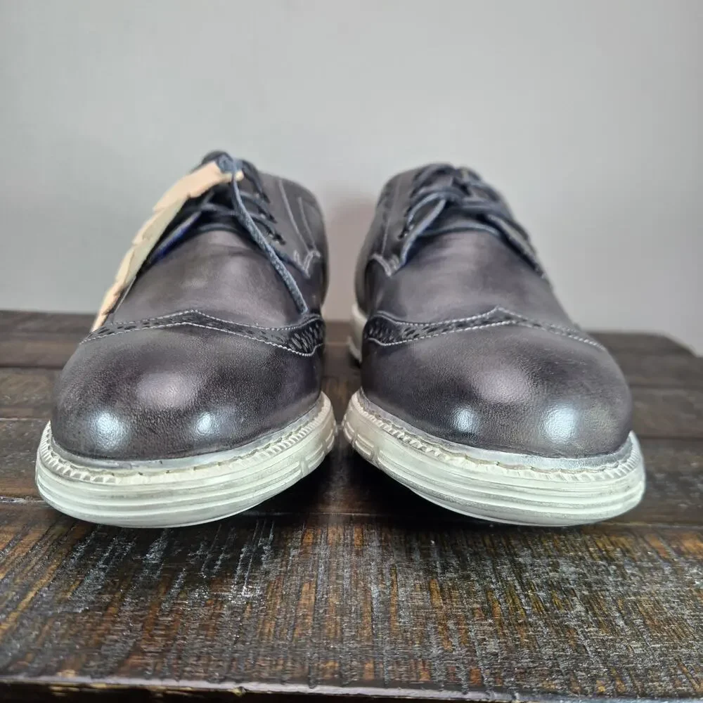 NEW BED STU Cayuga II Mens Size 9 Oxford Sneakers Organic Leather Gray White